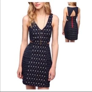 Staring at the Stars 4 blue ikat cutout dress